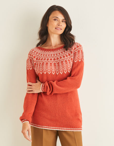 Sirdar 10131 Fairisle Yoked Sweater in Sirdar Country Classic 4 Ply (#1 weight) for Adults